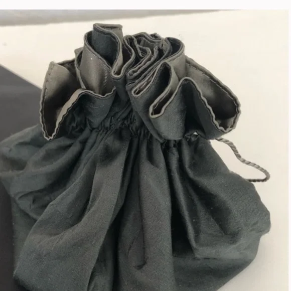 Saks Fifth Avenue Black Label Genuine Leather + Velvet Drawstring Bag Silk Rope Black Velvet Mini Bucket Bag, Saks Fifth Avenue, Vintage  main image 3
